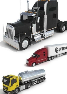 3D车模三款机动卡车3d模型素材图片