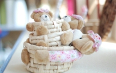 装饰小品小熊储物筐编织品装饰儿童图片