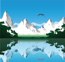 雪山湖光山色矢量素材图片