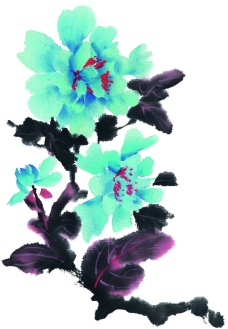 藍色背景藝術花朵图片