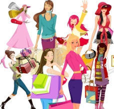 购物女性美女购物卡通女性人物时尚图片