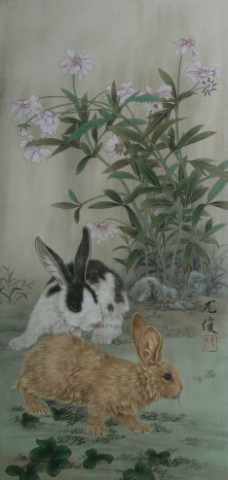 挂画兔年画兔已售图片