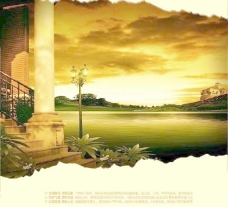 房地产背景欧式风情湖景地产形象图片