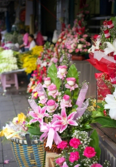 曼谷花市的花篮图片
